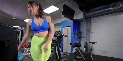 Curvy gym slut pussyslammed in public as she visits the locker room