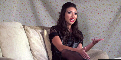 Public babe deepthroating outdoor while spanked in 3some