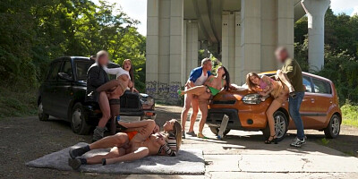 Car bitches penetrated outdoor in pussy in doggystyle