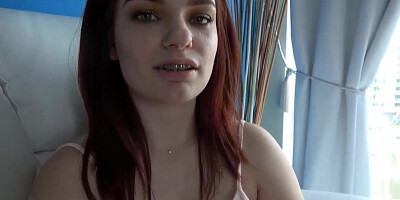 Busty Redhead Teen Fucks on the third Da