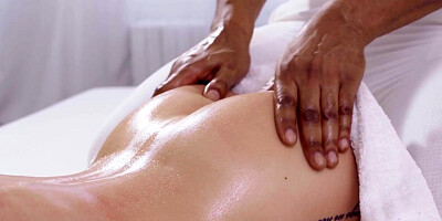 Petite wild bitch fucked by BBC after oiled massaging