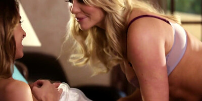 Petite teen tied up by lesbian neighbor