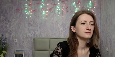 Brunette babe fondles tit on webcam