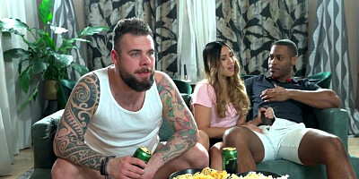 Petite throating Asian got pussy licked after watching movie