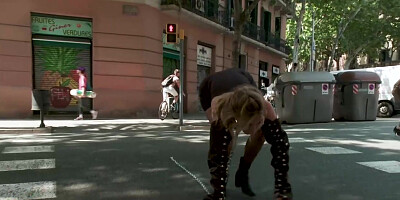 Bound princess anal fucked at a public bar