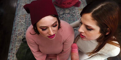 Stepsister and her friend sucking my pole