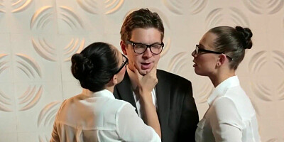 Secretary bitches fucked by dirty boss in threesome