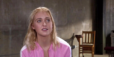 Gagged and bound blonde electro shocked