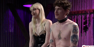 BDSM latex femina spanking nylon sissy after boots licking