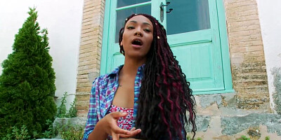 Bound ebony fisted and fucked in public