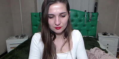 Small tits Ukrainian beauty strips off on webcam