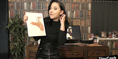 Small dick dirty talking session by femdom babe in leather