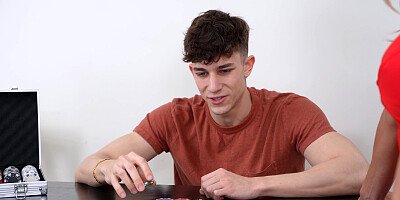 Hot MILF stepmom ups the ante with poker