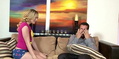 Blonde teen deepthroating bffs stepdad