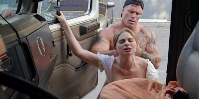 Bigass busty tattooed babe fucked in car and truck outdoor