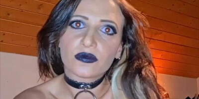 Petite goth toys her asshole and pussy masturbating