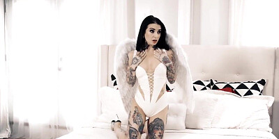 Goth babe riding big black cocks