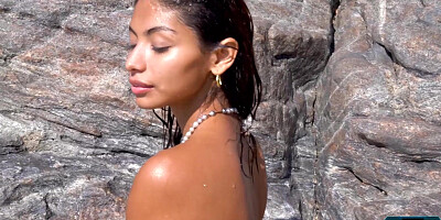 Tiny Mexican teen naked on the beach