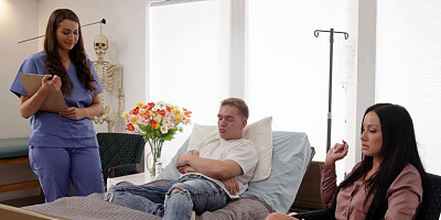 Big cock stepson enjoys blowjob by nurse