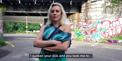 Public MILF fucked by big white dick in wet pussy hole