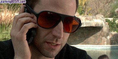 BDSM ballgagged babe whipped and fucked by dominant guy