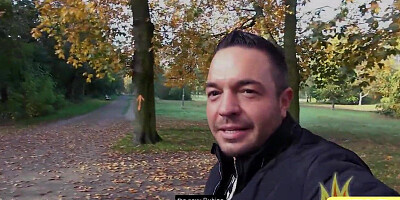 German granny deepthroat and ride in cowgirl in park