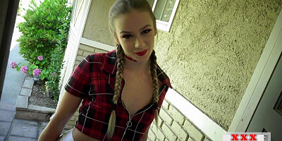 21yo obedient small boobs GF on heels deepthroats BFs cock