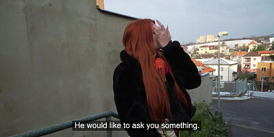 Redhead public bae drilled by big dick in missionary