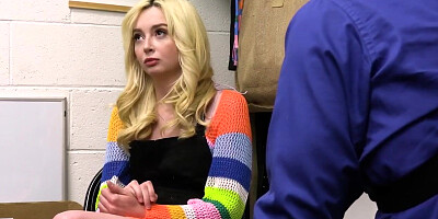 Perky blonde fucks her way out of trouble