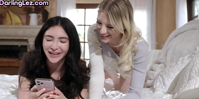 Lez bitches enjoy making pussies wet in threesome sex