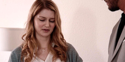 Busty sorority girl rubs her pussy