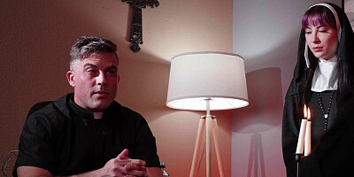 Submissive church student sucks priests cock in dormitory