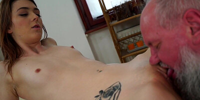 Teen gets pussy rubbed by senior