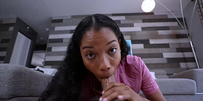 Ebony stepsister plays on bros face