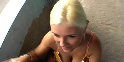 Amateur public babe POV banged outdoor after casting