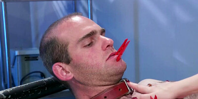 Strapped man cock tortured by nurse