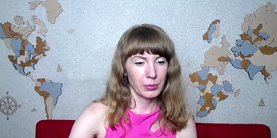 Euro brunette MILF caresses bald pussy