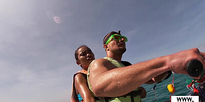 Amateur Thai teen sucking BWC on jet ski