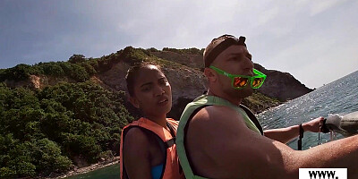 Amateur Thai teen sucking BWC on jet ski