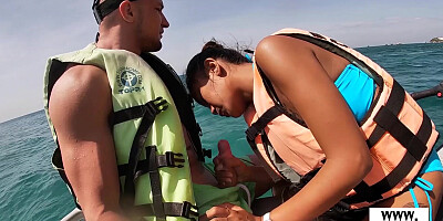 Amateur Thai teen sucking BWC on jet ski