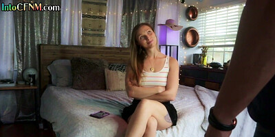 Home CFNM British babe deepthroats BFs cock in bedroom