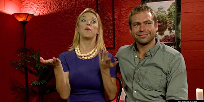 Cuckold sub strapon fucked by femdom before watching her sex