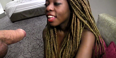 Busty ebony teen sex at a fake casting