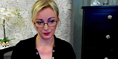 German MILF flashes cleavage on webcam