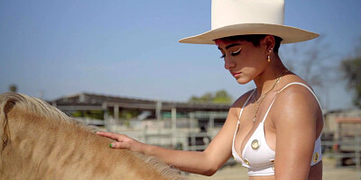 Perfect tits Latina teen posing outdoor