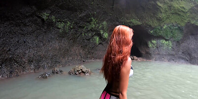 Big butt Asian GF waterfall and fucking