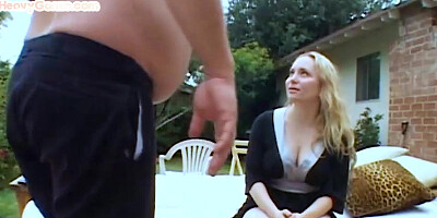 Outdoor Gonzo busty bigass MILF rides cock after deep BJ