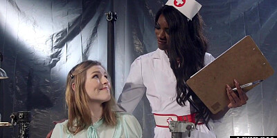 Ebony lezdom nurse licked by 69 subject with hairypussy