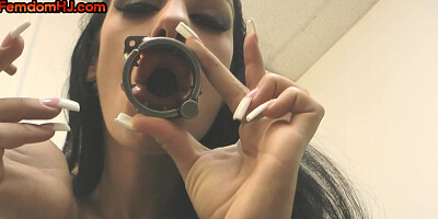 Pantyhose solo domina smokes and talks dirty in closeup