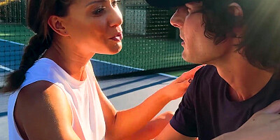 Cassie the tennis instructor having fun